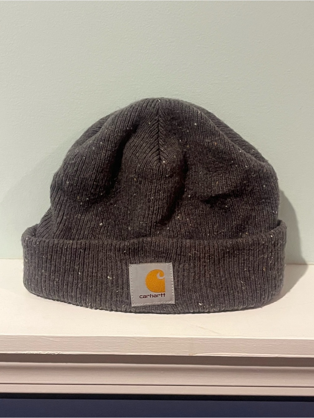 Carhartt Unisex Hat Cap Embroidered Gray Speckled Beanie, One Size Fits Most